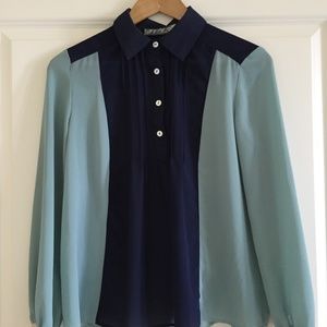 Long-Sleeve Colorblock Blouse